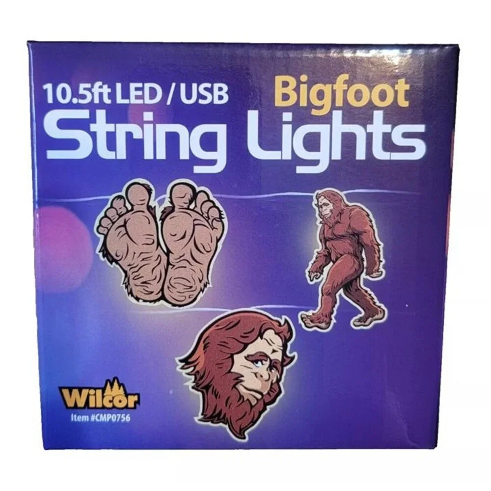 Bigfoot String Lights 10.5 ft LED USB 20-light set camping kids decor sasquatch